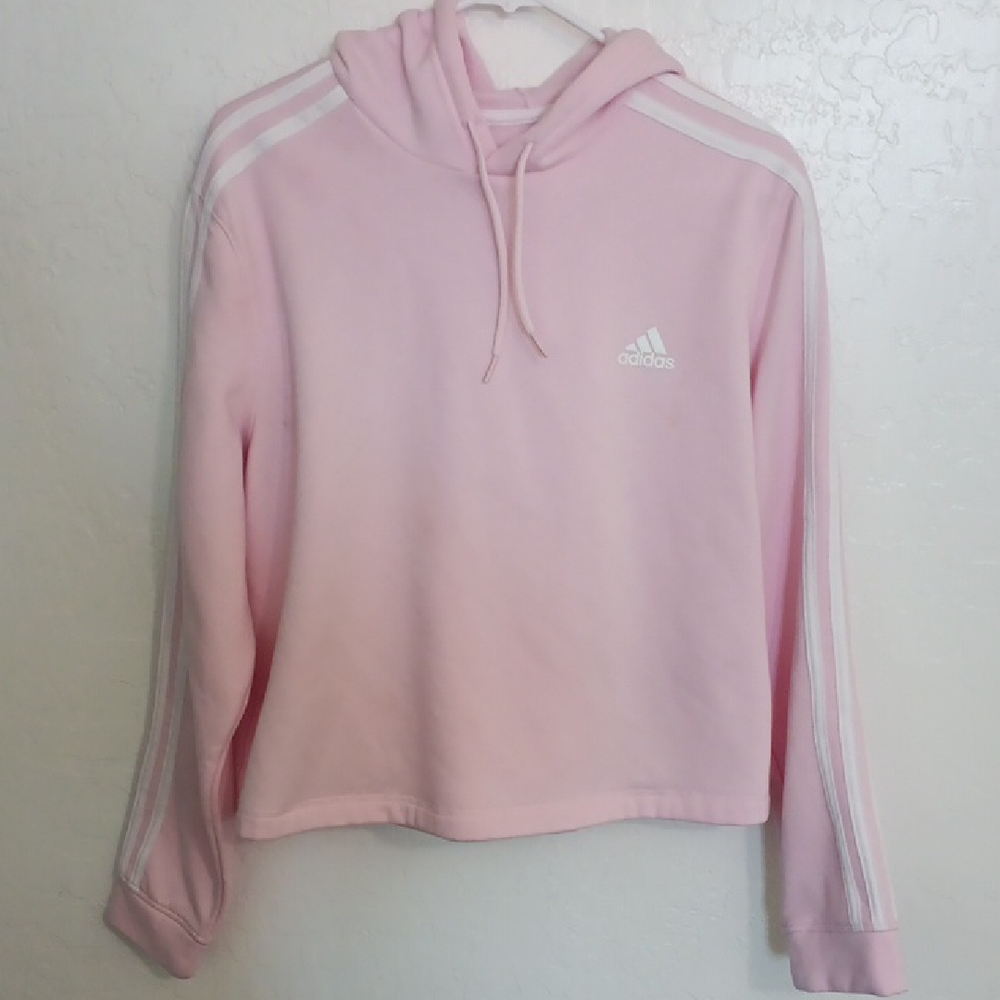 Adidas Pink Quarter-Zip Cropped Sweater